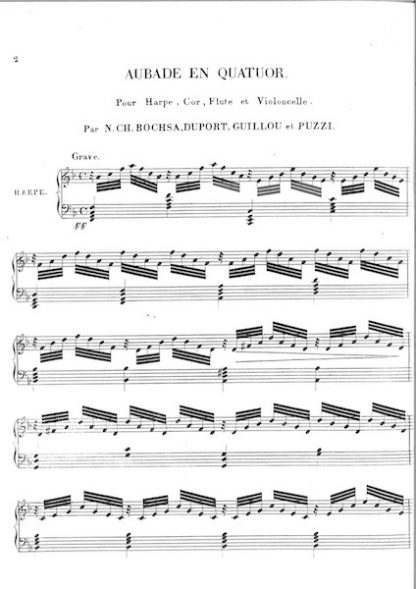 BOCHSA R.N.C. : Aubade en Quatuor pour harpe, violoncelle, flûte et cor