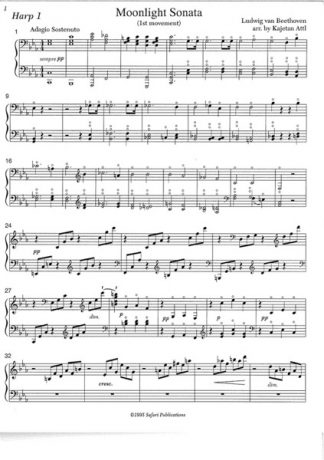 BEETHOVEN Ludwig Van : Sonate Au Clair de Lune harp 4tet - Camac Harps ...