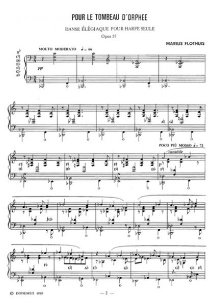 FLOTHUIS Marius : Pour le tombeau d'Orphée - danse élégiaque pour harpe seule, opus 37