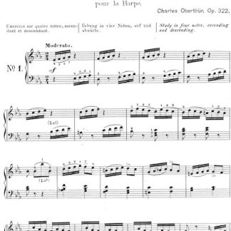 OBERTHUR Charles : 12 exercices pour la harpe, op. 332