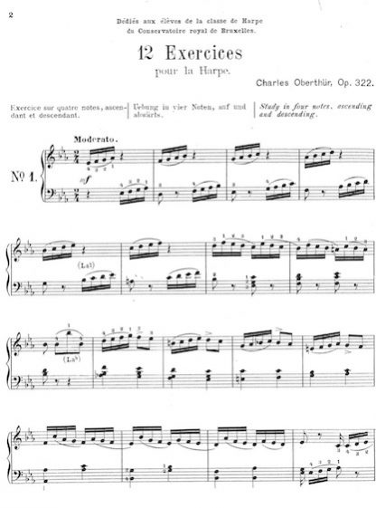 OBERTHUR Charles : 12 exercices pour la harpe, op. 332