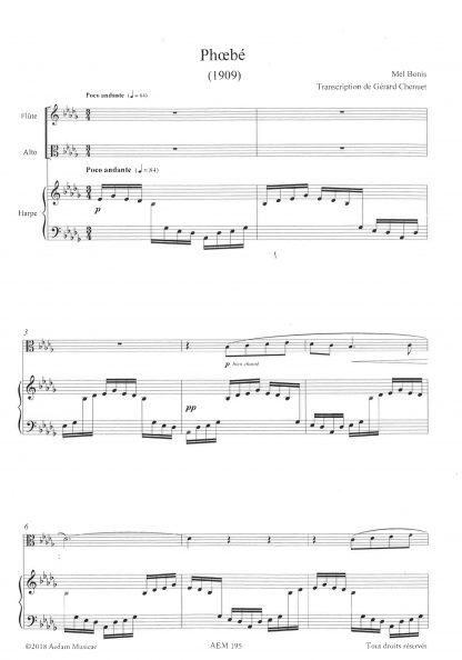 Mel Bonis : Phoebé, transcription de Gérard Chenuet pour flûte, alto et harpe