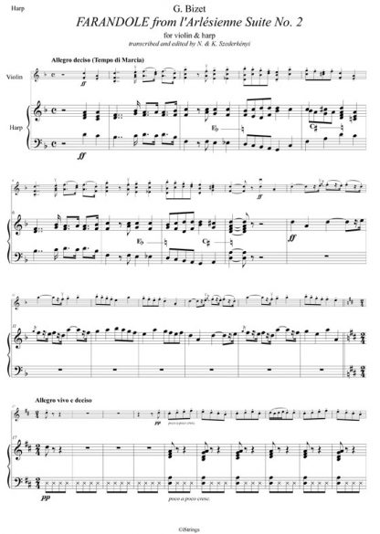 BIZET Georges : Farandole de l'Arlésienne, transcription de Nandor et Katrina Szederkenyi pour violon et harpe