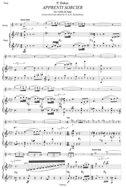 DUKAS Paul : Apprenti sorcier, transcription de Nandor Szederkenyi pour violon et harpe