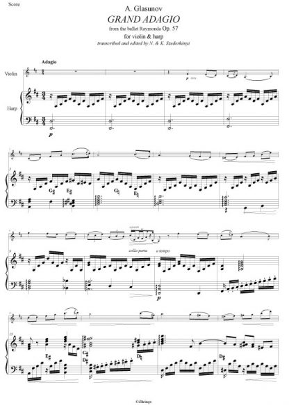 GLASUNOV, Alexander : Three Pieces, transcription de Nandor Szederkenyi pour violon et harpe