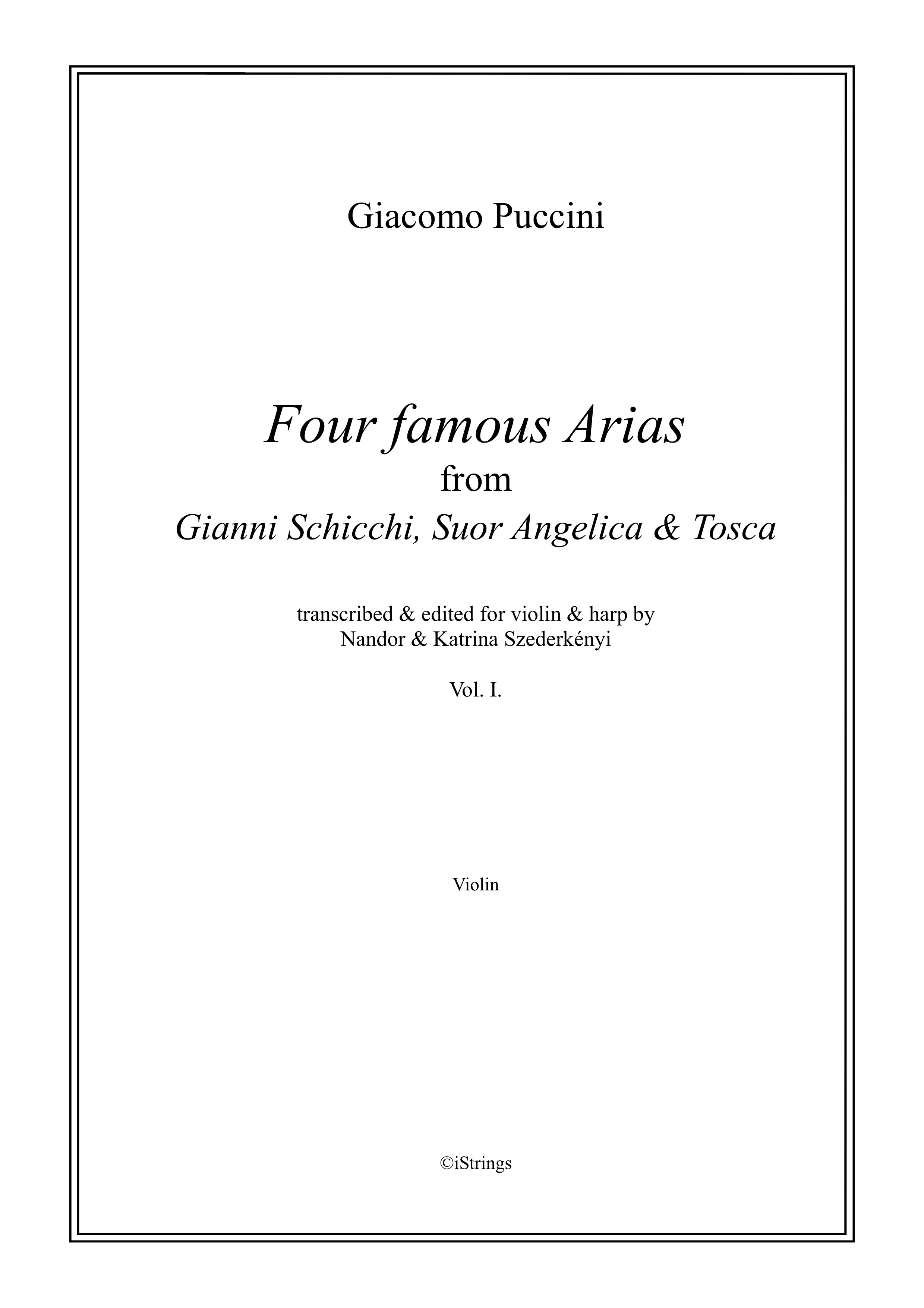 PUCCINI Giacomo: 4 Famous Arias vol. 1, transcription by Nandor and ...