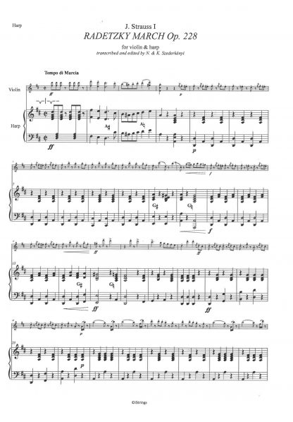 STRAUSS Johann : Radetzky March, transcription de Nandor et Katrina Szederkenyi pour violon et harpe