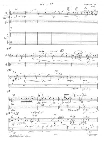TON-THAT Tiêt: Poèmes für Flöte, Bratsche, Harfe und Tonband. Ref. JJ18452