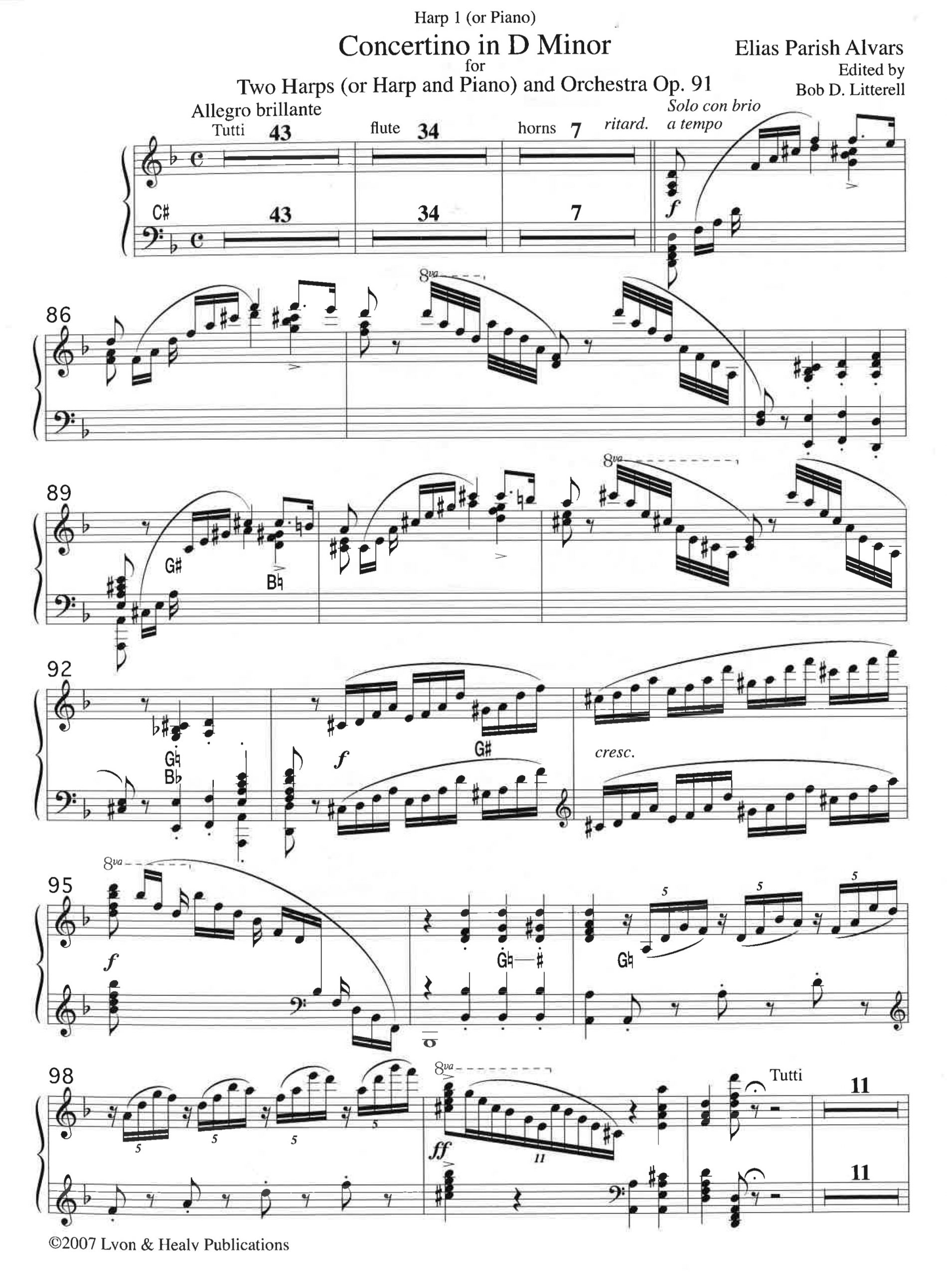 Parish Alvars Elias Concertino For 2 Harps And Orchestra In D Minor Op Parish Alvars Elias Concertino For 2 Harps And Orchestra In D Minor Op