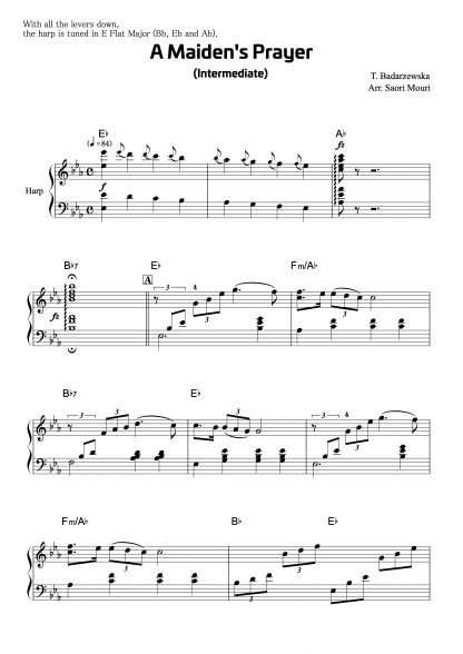 BADARZEWSKA T. : A Maiden's Prayer, arrangement de Saori MOURI