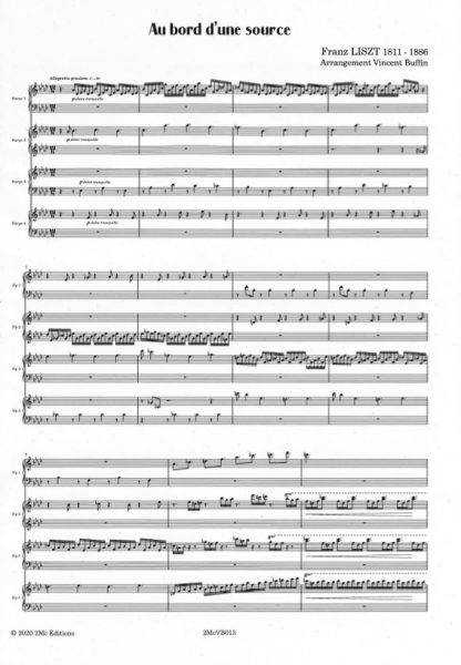 LISZT Franz: "Au Bord d'une Source" for 4 harps, arr. BUFFIN Vincent