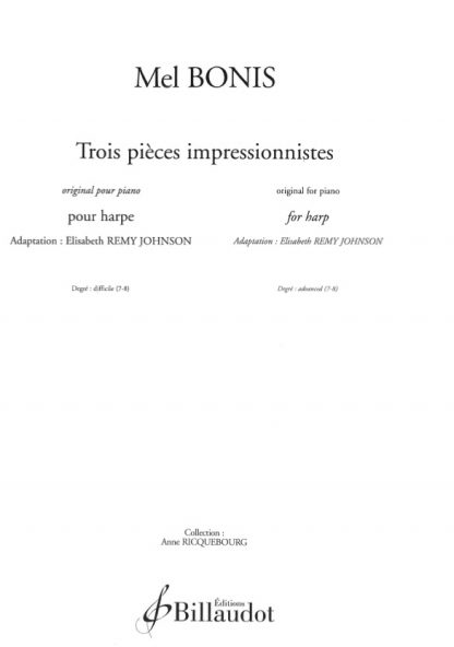 BONIS Mel : Trois pièces impressionistes, arr. Elisabeth REMY JOHNSON