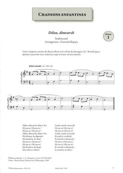 ROPARZ Gwenola : Telenn Vreizh, musiques traditionnelles bretonnes pour harpe celtique volume 2