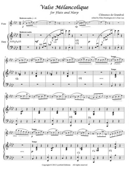 DE GRANDVAL Clémence: Valse mélancolique for flute and harp