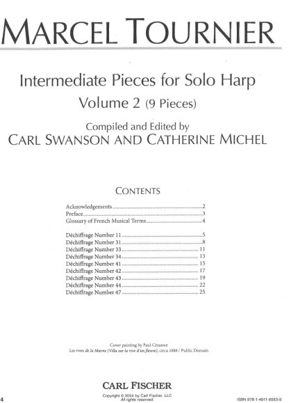 TOURNIER Marcel : Intermediate Pieces for Solo Harp, Vol.2 (9 Pieces) - Ed. CARL FISCHER CFH84